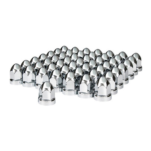 33mm X 2-3/4" Chrome Plastic Bullet Nut Covers With Flange - Push-On (Box of 20 )