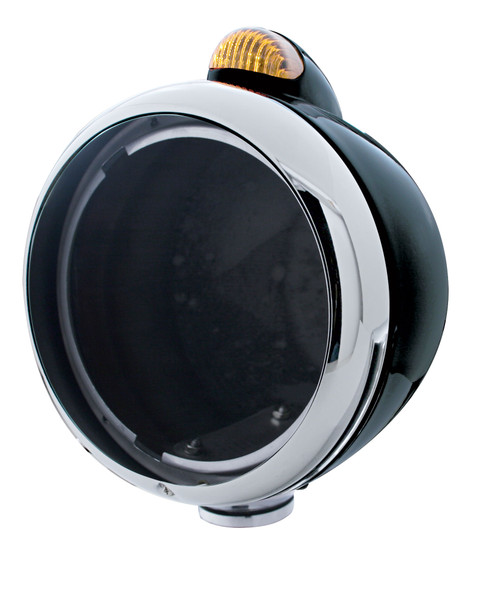 Black Guide 682-C Headlight No Bulb With Dual Mode LED Signal - Amber Lens