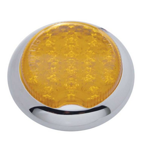 17 Amber LED Vintage Round P/T/C Light With Flush Mount Pad For 1939 Chevy Car