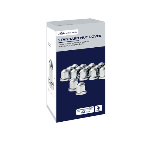 33mm x 2-7/16" Chrome Plastic Standard Nut Covers With Flange - Push-On