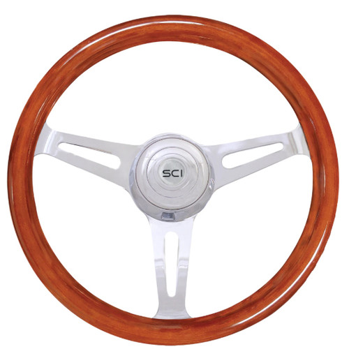 16 Inch Mahogany Dart 3 Spoke Steering Wheel