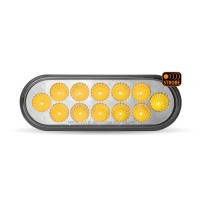 RED STOP, TURN & TAIL TO AMBER STROBE OVAL LED LIGHT - 12 DIODES