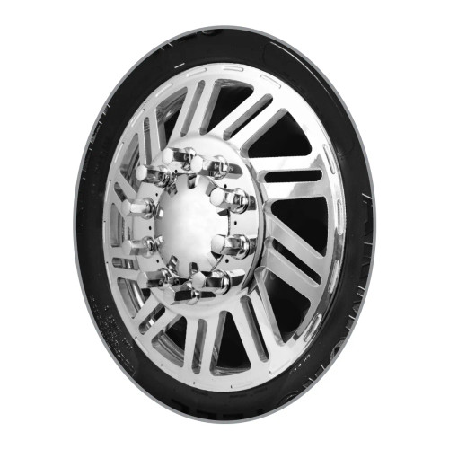 FLAT TOP WITH FLANGE CHROME STEEL LUG NUT COVER