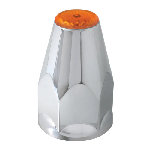 CLASSIC CHROME PLASTIC 33MM LUG NUT COVER WITH COLOR REFLECTOR - SCREW ON