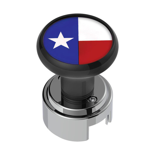 THREAD-ON GEARSHIFT KNOB WITH 13/15/18 SPEED ADAPTER & TEXAS FLAG STICKER - BLACK