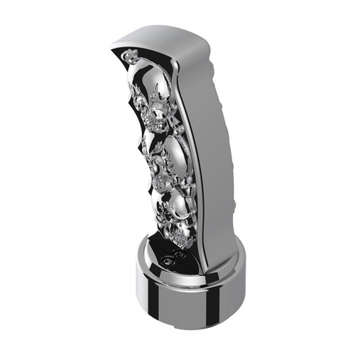 THREAD-ON SKULLS PISTOL GRIP GEARSHIFT KNOB WITH CHROME 9/10 SPEED ADAPTER - CHROME