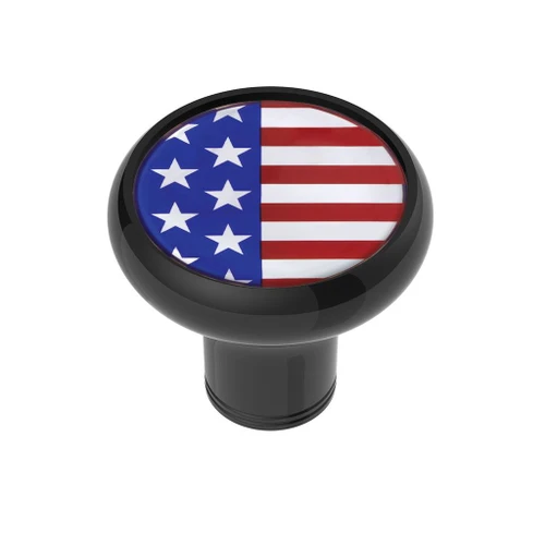 1/2"-13 THREAD-ON GEARSHIFT KNOB WITH US FLAG STICKER - BLACK