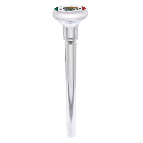 1/2"-13 THREAD-ON GEARSHIFT KNOB WITH MEXICO FLAG STICKER - CHROME
