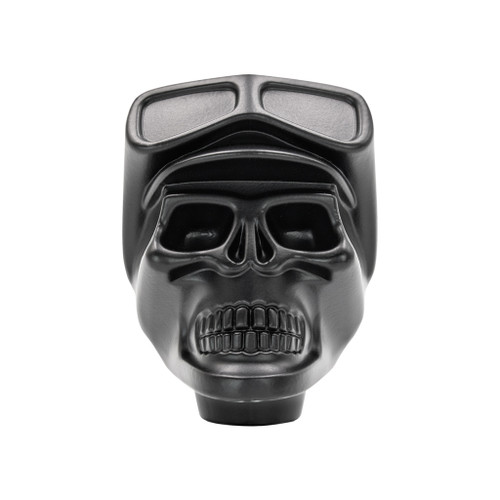 ALUMINUM SKULL BIKER 1/2"-13 THREAD-ON GEARSHIFT KNOB - BLACK (BULK)