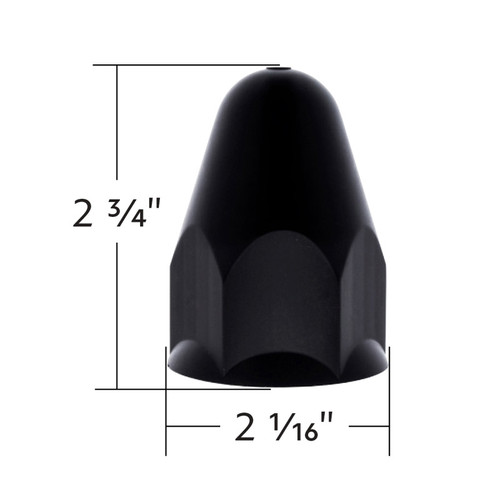 1-1/2" X 2-3/4" MATTE BLACK PAINTED PLASTIC BULLET NUT COVERS - PUSH-ON (COLOR BOX OF 20)