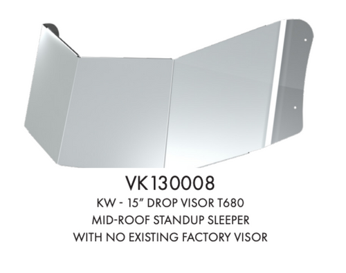 Kenworth T680 Drop Visor 18" with 10 Bullet Light Holes