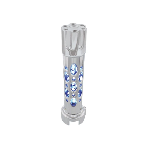 Chrome Austin 13/15/18 Speed Gun Cylinder Gearshift Knob w/ High Power LED - Blue