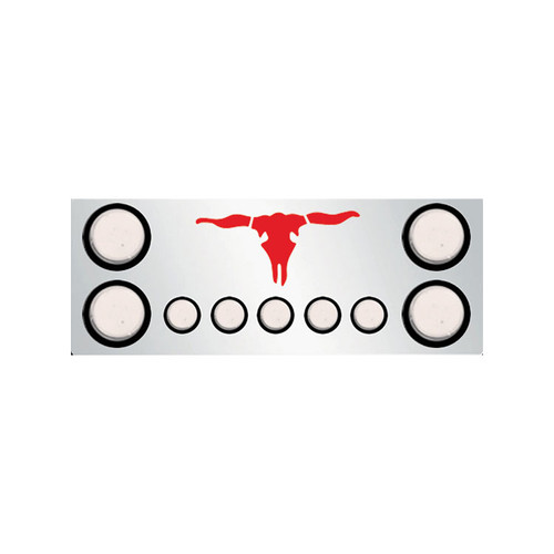 Rear Frame Filler Panel With 9 Red LEDs And Lighted Steerhead - Clear Lens