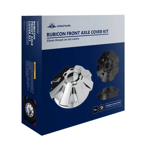 RUBICON FRONT AXLE COVER KIT WITH 33MM THREAD-ON NUT COVERS