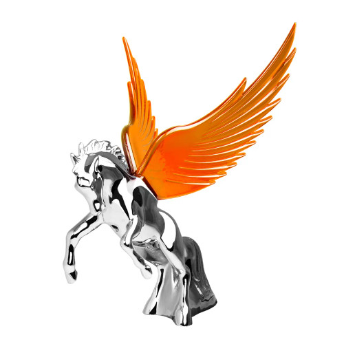 Blue WindRider Chrome Fighting Stallion Hood Ornament-Grand General-48391