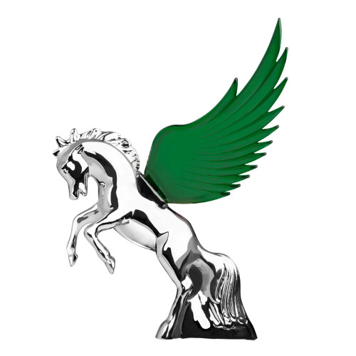 Green Windrider Chrome Fighting Stallion Hood Ornament-Grand General-48392