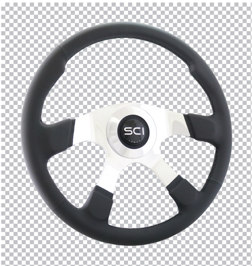 Leather Comfort Black -18" Soft Black Leather Rim, Polished Aluminum 4-Spoke, SCI HB - Black