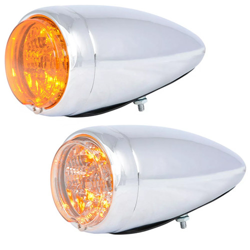 CHROME STEEL BULLET SPYDER LED TURN/MARKER LIGHT.