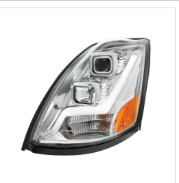 Chrome Projection Headlight W/LED Position Light Bar For 2003-2017 Volvo VN/VNL