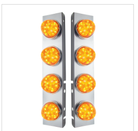 PB SS Front Air Cleaner Bracket w/8X 17 LED Watermelon Lights & SS Bezels