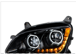 Black 10 LED Headlight For Peterbilt 587 (2010-2016) & 579 (2012-2021)