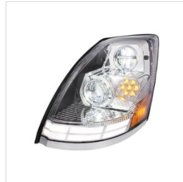 Chrome LED Headlight With Dual Color LED Light Bars For 2003-2017 Volvo VN/VNL