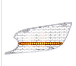 Chrome Air Intake Grille w/ Reflector LED Light For 2012-2020 Peterbilt 579  - Amber LED/Amber Lens