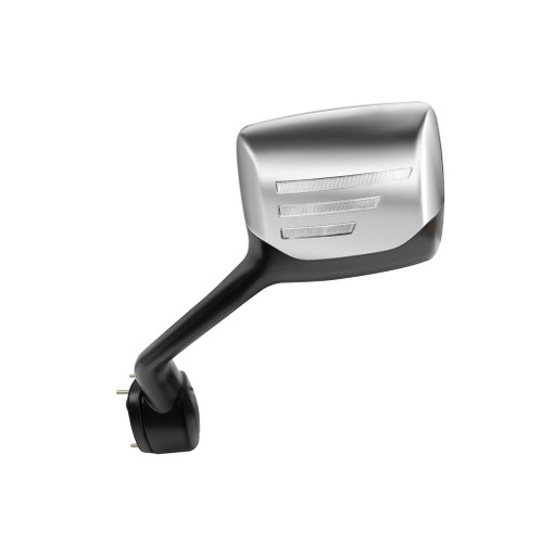 CHROME HOOD MIRROR ASSEMBLY W/ SEQUENTIAL LED TURN SIGNAL FOR 2013-2021 KENWORTH T680 & PETERBILT 579