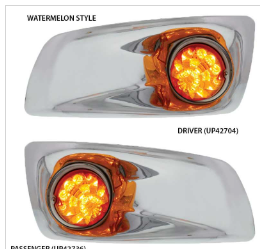 Bumper Light Bezel W/17 Amber LED Reflector Watermelon Lights For 2007-17 KW T660-Driver -Amber Lens