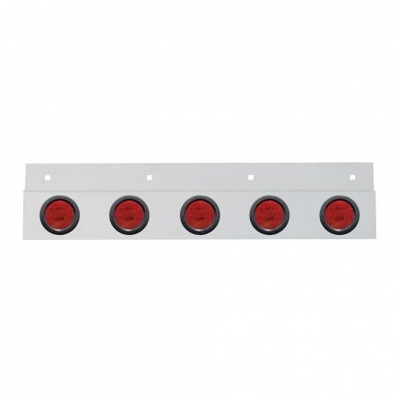 Stainless Top Mud Flap Plate With 5X 9 LED 2" Lights & Grommets