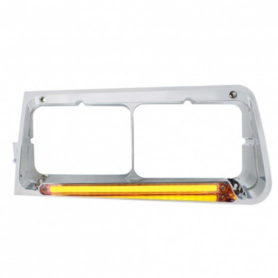 24 LED Headlight Bezel With GloLight For 1989-2009 Freightliner FLD - Clear Lens