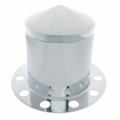 Stainless Pointed Rear Axle Cover 3PC Kit With 33mm Nut Cover - Steel/Aluminum Wheel
