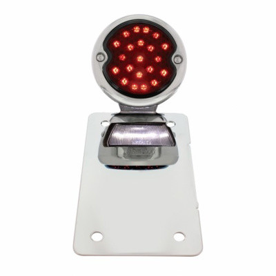 Chrome Vertical Side Mount License Bracket With 1933-36 Ford Style LED Tail Light