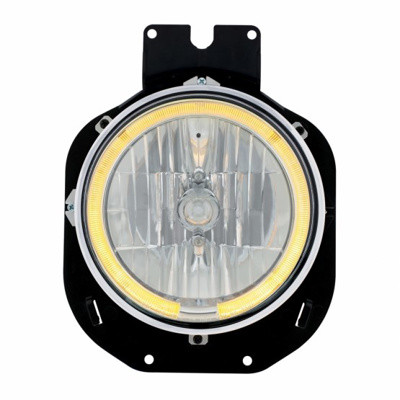 Crystal Headlight With Amber LED Halo Ring For 1996-2005 Freightliner Century