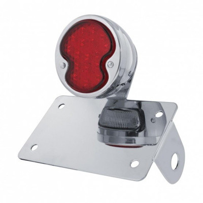Chrome Horizontal Side Mount License Bracket With 1932 Ford LED "DUO Lamp" Tail Light