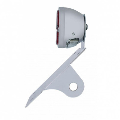 Chrome Vertical Side Mount License Bracket With 1928 "LED DUO Lamp" Tail Light