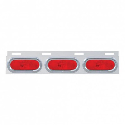 Stainless Top Mud Flap Plate With 3 Oval Lights & Visor - Red Lens (Each)