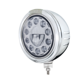 Stainless Steel Bullet Embossed Stripe Headlight 11 LED Bulb & Dual Mode LED Signal