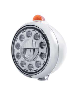 Chrome Guide 682-C Headlight 11 LED Bulb & Dual Mode LED Signal