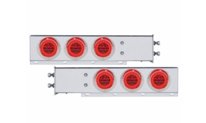 2-1/2" Bolt Pattern Chrome Spring Loaded Rear Light Bar With 6X 21 LED 4" GloLight (Pair)