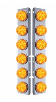 SS Front Air Cleaner Bracket With 12X 17 LED Watermelon Lights & SS Bezels For Peterbilt