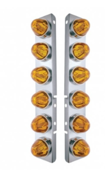 Stainless Front Air Cleaner Bracket With 12X Glass Watermelon Lights For Peterbilt