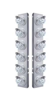 Stainless Front Air Cleaner Bracket With  12X 17 LED Clear Style Reflector Lights For Peterbilt
