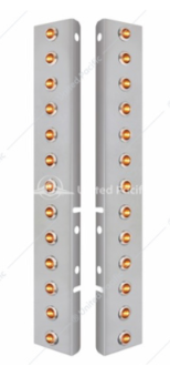 Stainless Front Air Cleaner Bracket With Twenty 6X 3 LED 3/4" Mini Lights & Stainless Bezels For Peterbilt