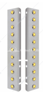 SS Front Air Cleaner Bracket With 22X 3 Amber Hi/Lo LED 3/4" Mini Crystal Lights & SS Bezels For Peterbilt-Amb