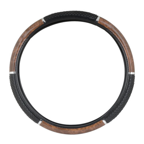 Medium Duty 18" Steering Wheel Light Wood W/ Black Hand Grips Cover With Comfort Grips-Grand General-54040