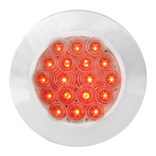 4" Fleet Flange Mount LED Light with Chrome Twist & Lock Bezel Red LED/ Clear Lens-Grand General-75903