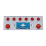 SS Rear Center Panel w/2X 7 LED 4" Refl. Light & 6X 13 LED 2-1/2" Light & Bezel -Red LED & Lens-United Pacific-35159
