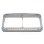 14 LED Rectangular Dual Headlight Bezel w/ Visor - Amber LED/Chrome Lens