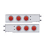 3-3/4" Bolt Pattern SS Spring Loaded Bar w/6X 4" 7 LED Lights & Visors -Red LED & Lens